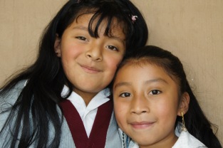 Happy schoolgirls in Guatemala.